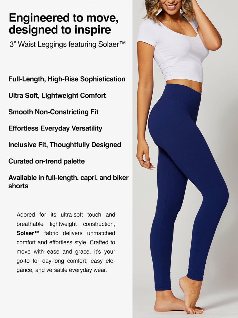 Conceited Leggings for Women - High Waisted - Soft - Casual - Navy Blue - Small - Medium - Image 2